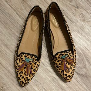 Hush Puppies Women’s Leopard Calf Hair Tassel Slip-on Shoes Size 12